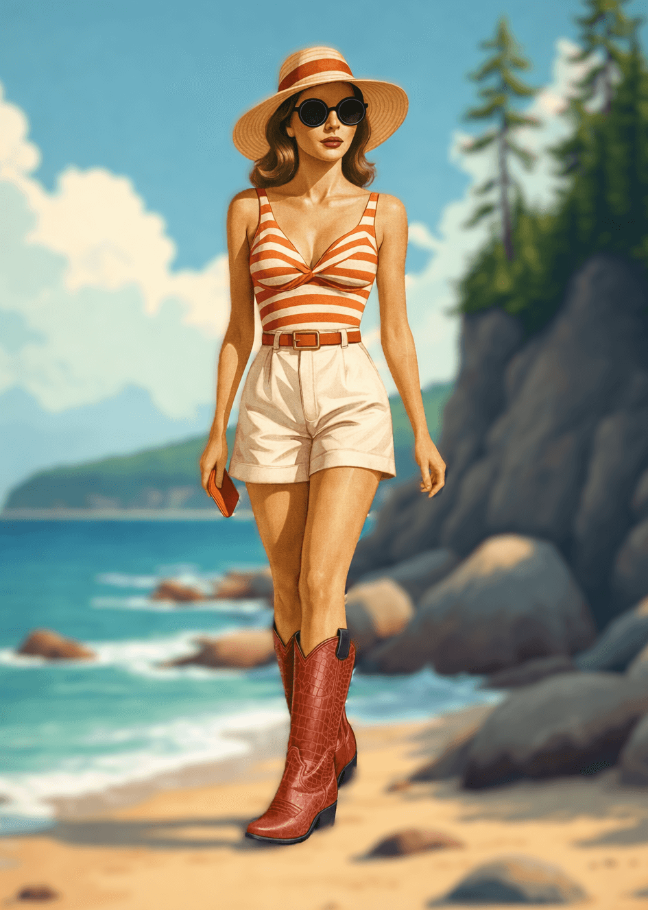 Femme élégante sur la plage.png